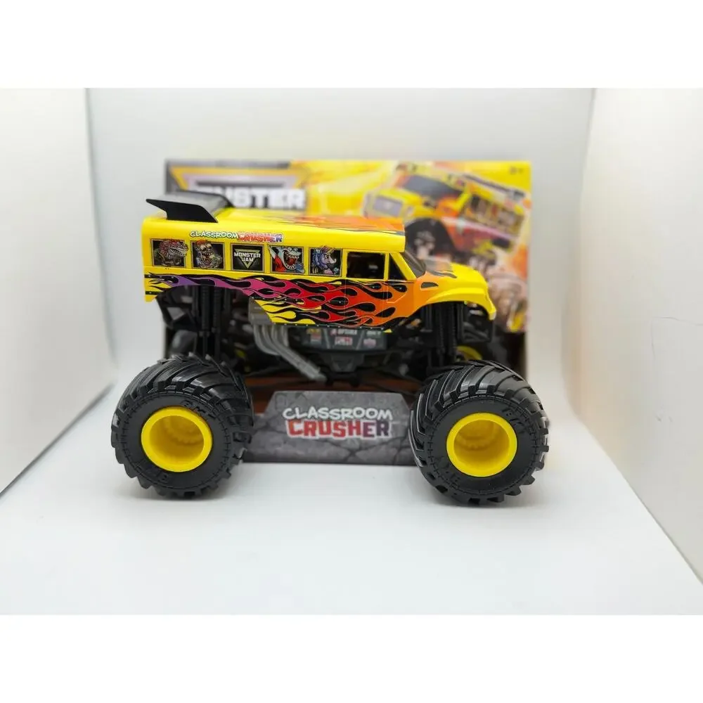 Monster Jam Classroom Crusher Die-Cast Monster Truck Toy 1:64 Scale Bright Yello